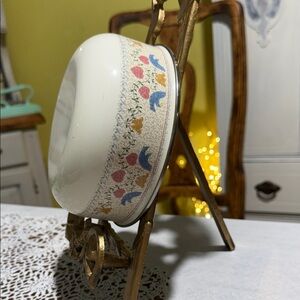 Vintage porcelain on steel heartland mixing bowl Floral  Bowl